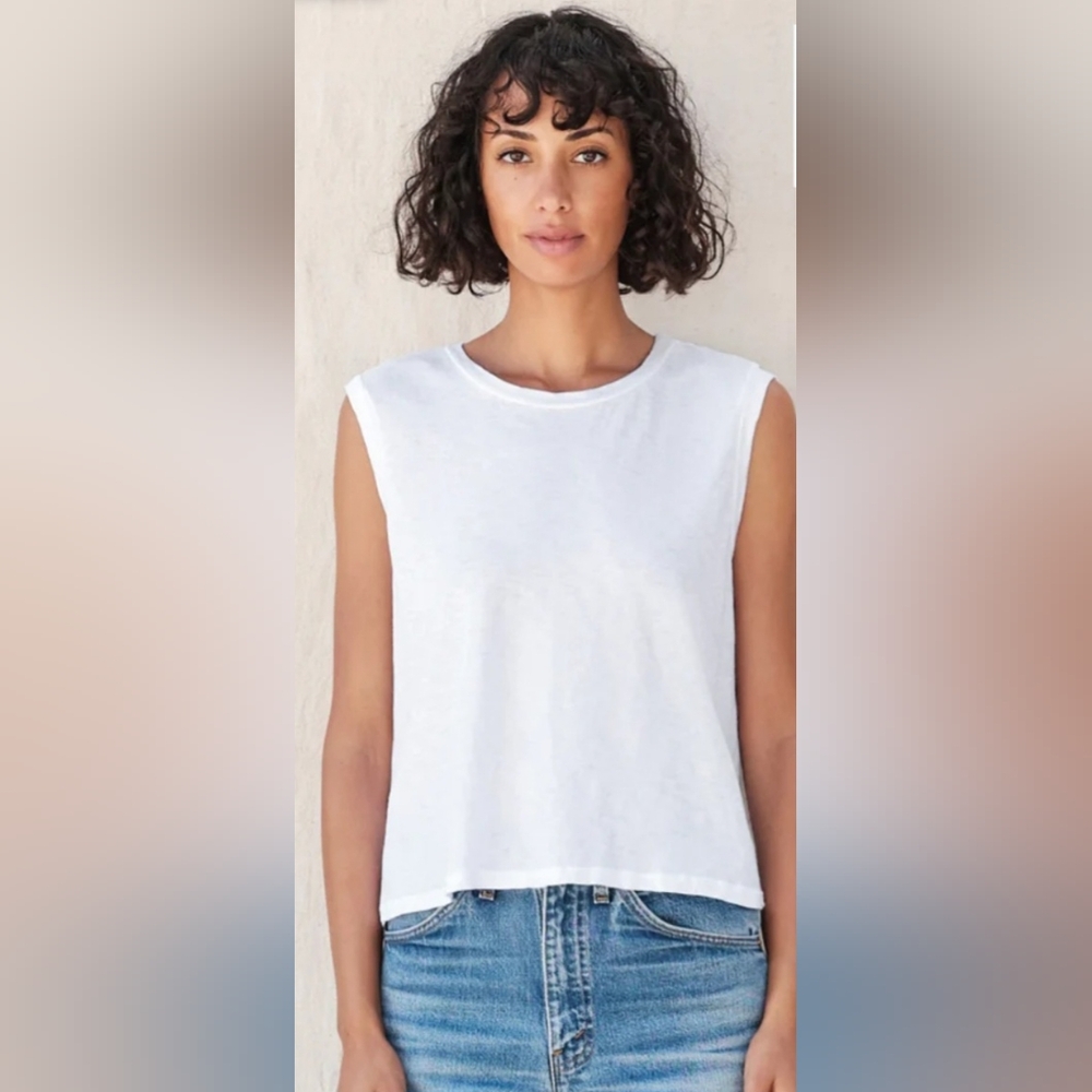 Sundry By "Anthropologie" Army Green Cropped Muscle Tee